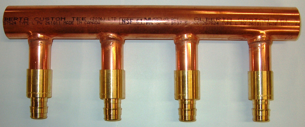 11/4" Copper Manifold 5/8" Pex Uponor ProPEX (With & W/O Valve) 2 Loops-12 Loops