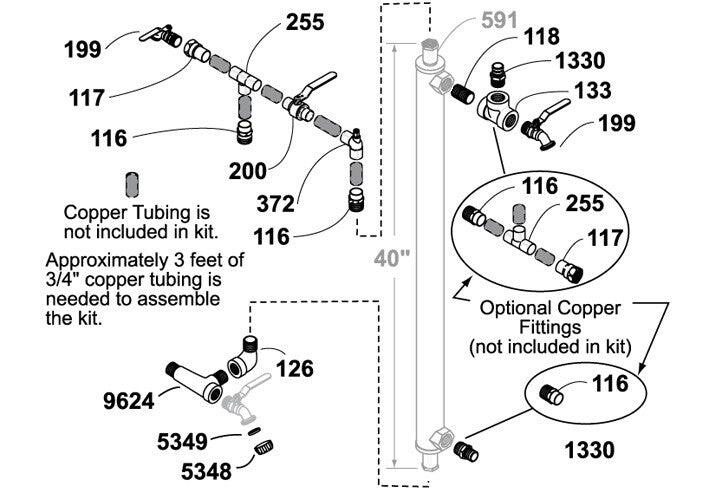 Central Boiler Sidearm Installation Fittings Kit  (SIDEARM NOT INC.) #2053