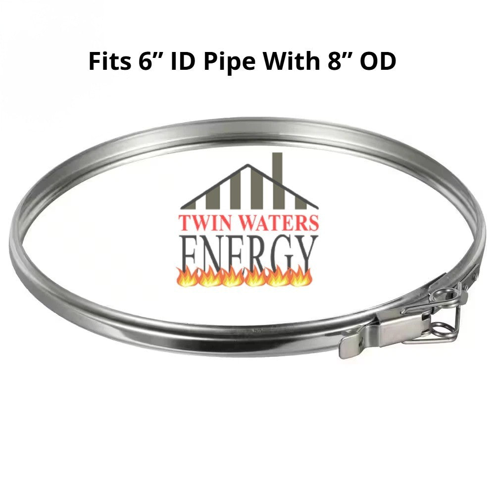Central Boiler 	6" Chimney Locking Band Clamp " ID 8" OD  #65000110