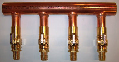 11/4" Copper Manifold 1/2" Pex Uponor ProPEX (Withor W/O Valve) 2 Loops-12 Loops