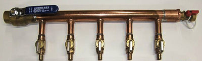 1" Complete Copper Manifold 1/2" Crimp Fit (With & Without Valve) 2 Loop-12 Loop