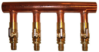 11/2" Copper Manifold 3/4" Pex Uponor ProPEX (With or Without Ball Valves) 2 Loops-12 Loops