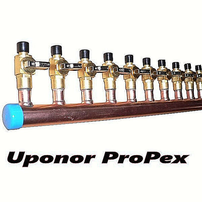 11/2" Copper Manifold 5/8" Pex Uponor ProPEX (With or Without Ball Valves) 2 Loops-12 Loops