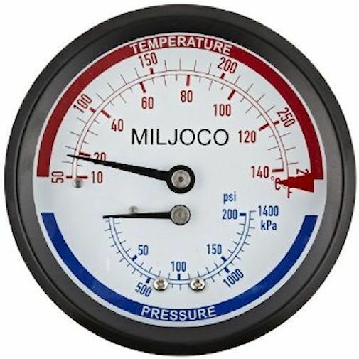 Miljoco  PB300804-2-25 3" PressureTemperature Gauge 1/4" NPT
