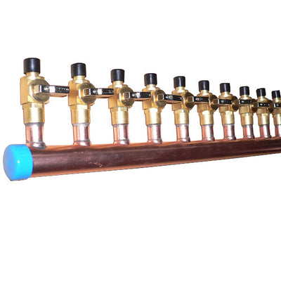 1 1/2" Copper Manifold 3/4" Pex Crimp Fitting (With or W/O Ball Valves) 2 Loops-12 Loops