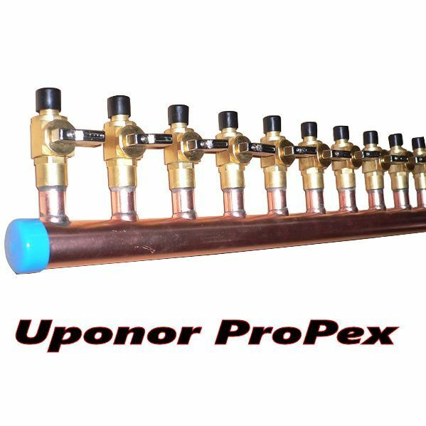 11/4" Copper Manifold 3/4" Pex Uponor ProPEX (With or Without Ball Valves) 2 Loops-12 Loops