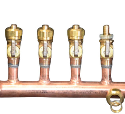 1 1/2" Copper Manifold 5/8" Compresson Pex-AL-Pex (With & W/O Ball Valves) 2 Loops-12 Loops